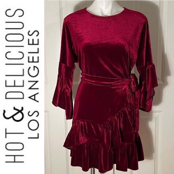 princess polly baby blue dress Azazie Kala Ready to Ship Burgundy Velvet Bridesmaid Dresses